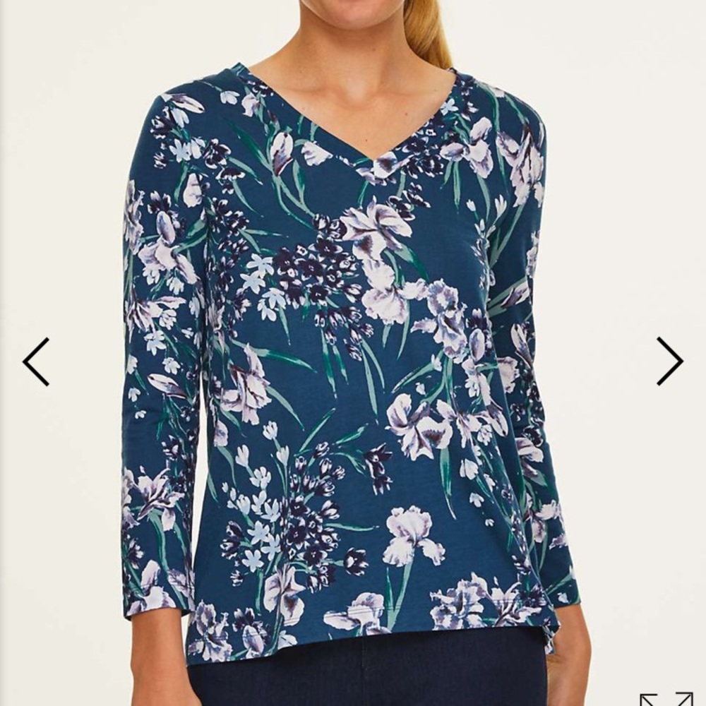 LOFT Outlet Floral Tie Back V Neck Top